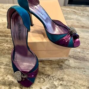 Jill Stuart Leah Satin D'Orsay Pump - Turquoise - Size 7 1/2 - EUC